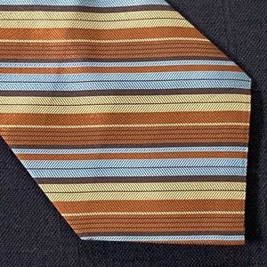 Vintage Men’s Mod Striped Tie in light blue, gold, rust and brown